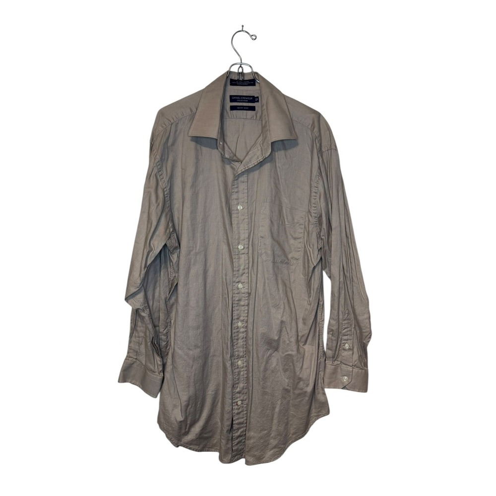Daniel Cremieux Collection‎ Men Shirt Henry Long Sleeve Button Up Tan 16.5/33